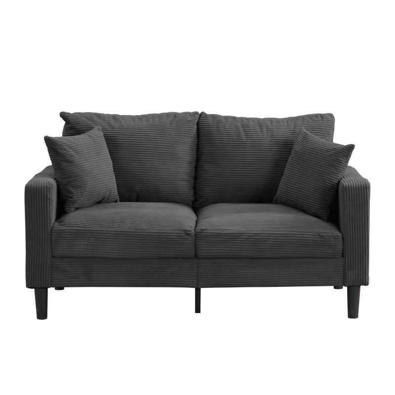 Koyu Gri Kumaş Masif Ahşap İskeletli 2 Kişilik Derin Oturumlu Bohem Koltuk - 148 cm - 287628