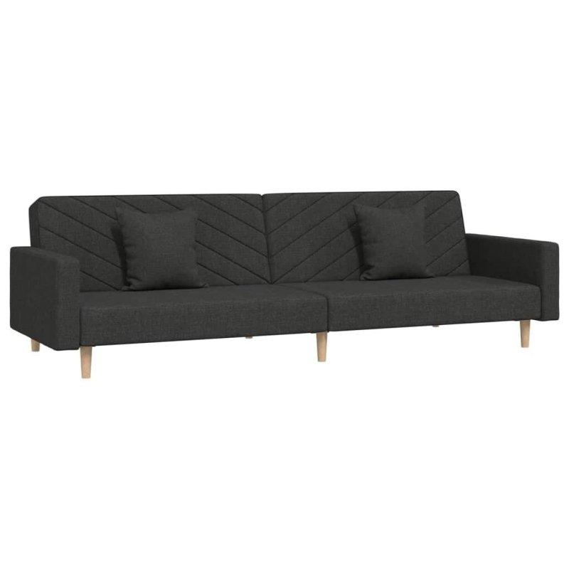 Koyu Gri Kumaş Yatağa Dönüşebilen İki Yastıklı Bohem Koltuk - 220 cm - 278492