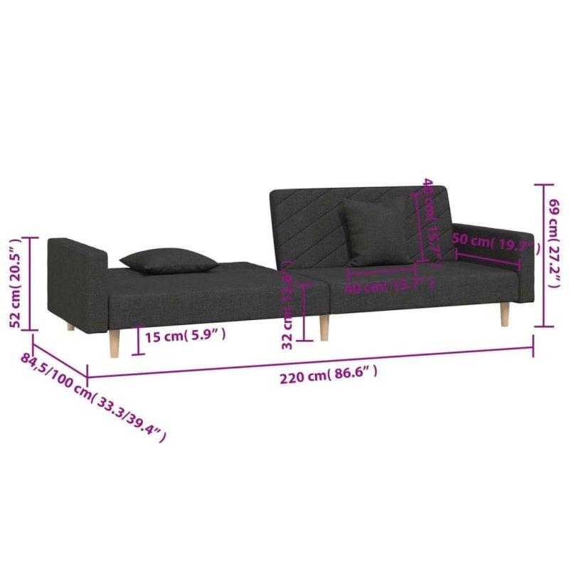 Koyu Gri Kumaş Yatağa Dönüşebilen İki Yastıklı Bohem Koltuk - 220 cm - 278492