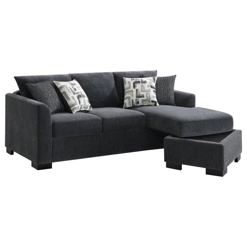 Koyu Gri Masif Ahşap Yataklı Şezlonglu Bohem Koltuk - 213x149 cm - 289172