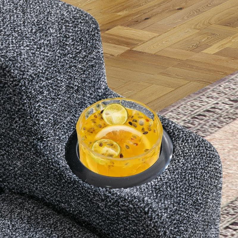 Koyu Gri Mikro Süet Kumaş Masajlı Isıtmalı Bardaklıklı 2li Set Baba Koltuğu - 324658