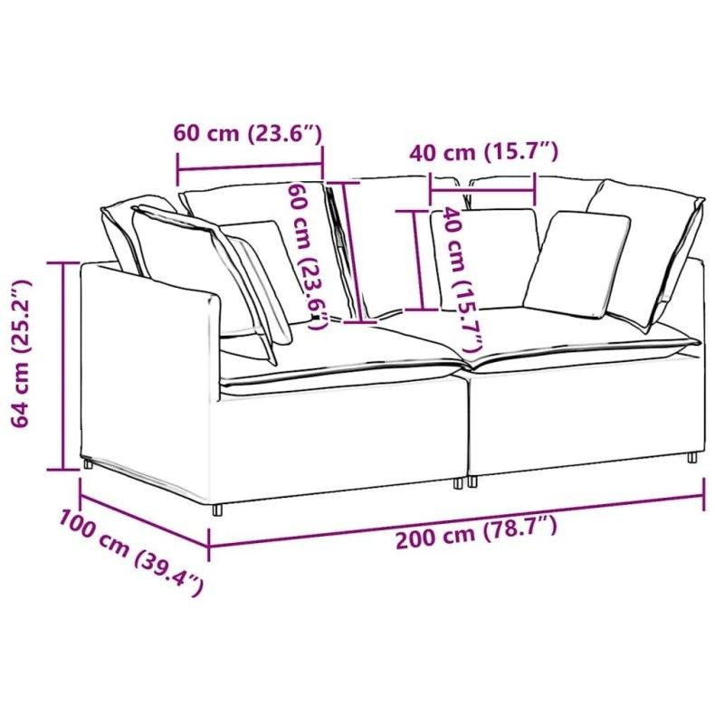 Koyu Gri Polyester Kumaş Modüler El Yapımı Bohem Koltuk - 200x101x65 cm - 286435