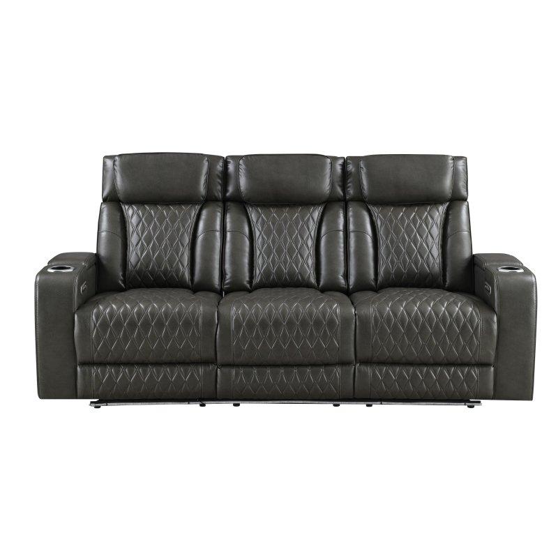 Koyu Gri Suni Deri Elektrikli Mekanizmalı Masaj Fonksiyonlu LED Aydınlatmalı Bohem Koltuk - 214x102x107 cm - 290150