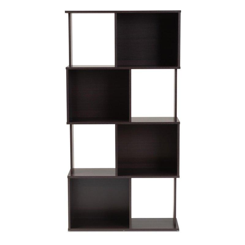 Koyu Kahverengi Ahşap Geometrik Tasarımlı Kitaplık - 81x157 cm - 313378