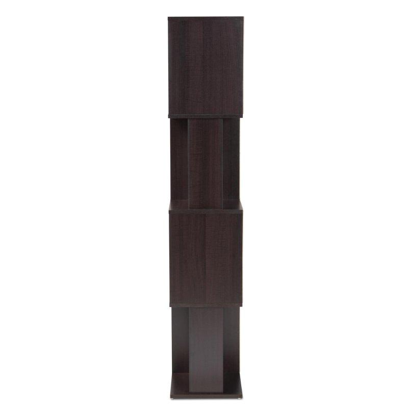 Koyu Kahverengi Ahşap Geometrik Tasarımlı Kitaplık - 81x157 cm - 313378