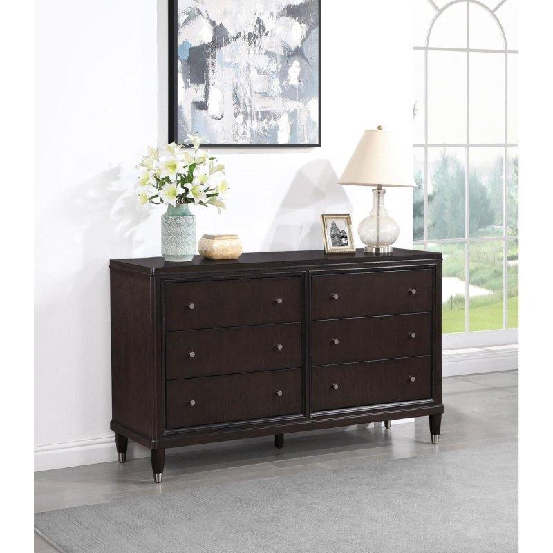 Koyu Kahverengi Ahşap Keçe ve Sedir Astarlı 6 Çekmeceli Şifonyer - 164x53x100 cm - 307784 Koyu Kahverengi Ahşap Keçe ve Sedir Astarlı 6 Çekmeceli Şifonyer - 164x53x100 cm - 307784