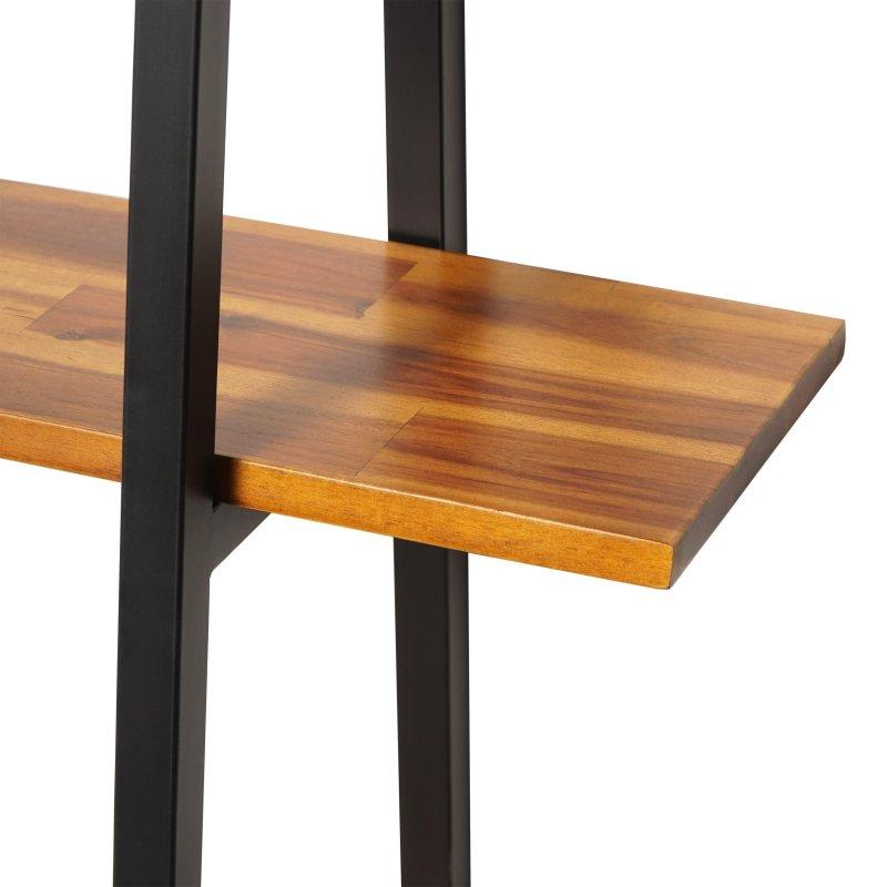 Koyu Kahverengi Akasya Ağacı ve Çelik 3 Raflı A Şeklinde Endüstriyel Kitaplık - 120x43x141 cm - 319183