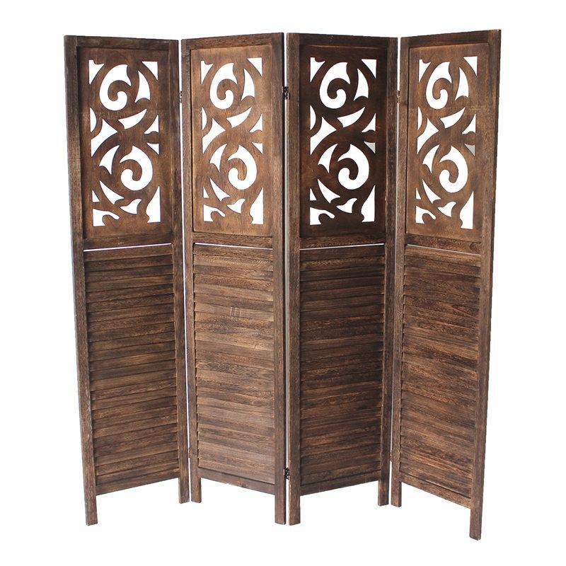 Koyu Kahverengi Çam Ahşap Panjurlu Katlanır Paravan - 170x178 cm - 321275 Koyu Kahverengi Çam Ahşap Panjurlu Katlanır Paravan - 170x178 cm - 321275