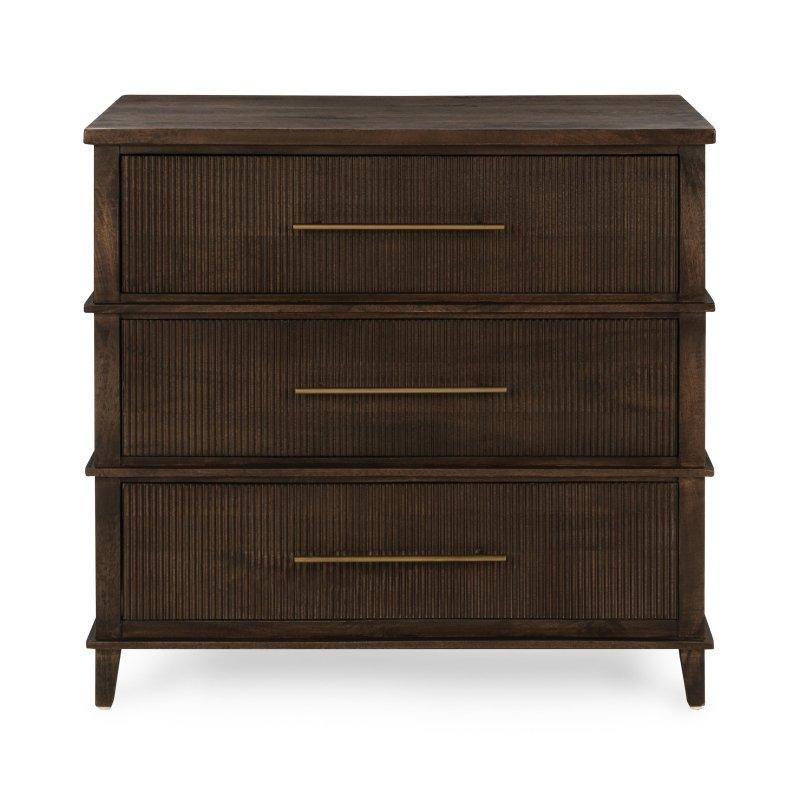 Koyu Kahverengi Mango Ağacı 3 Çekmeceli El Yapımı Şifonyer - 92x87x51 cm - 308364