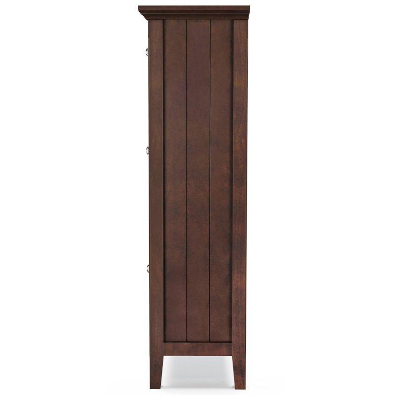 Koyu Kahverengi Masif Çam Ahşap Çekmeceli Dolaplı Kitaplık - 81x110 cm - 314604