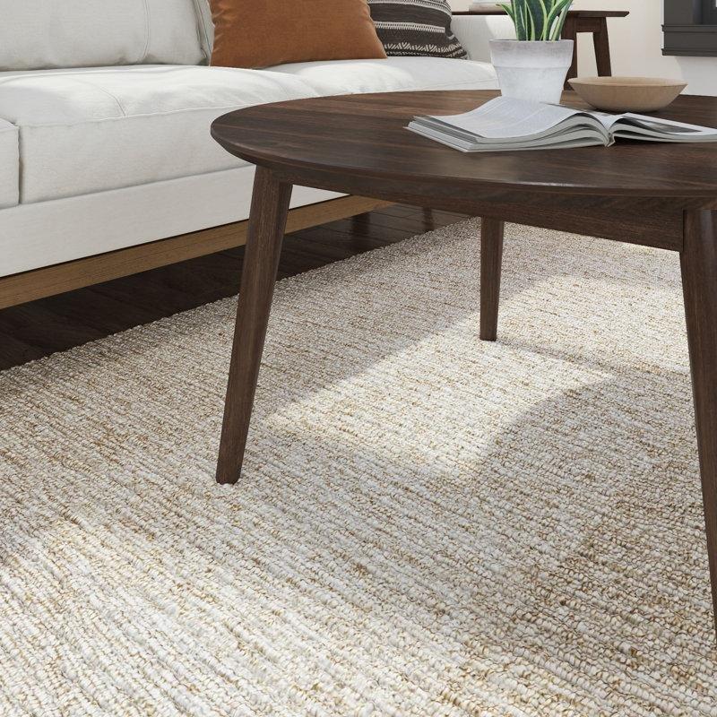 Koyu Kahverengi Masif Çam Ahşap Mid-Century Modern Tasarım Yuvarlak Orta Sehpa - Çap 92 cm - 244831