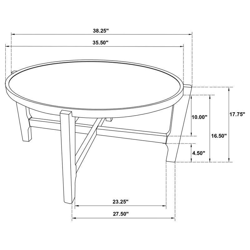 Koyu Kahverengi Masif Kauçuk Ağacı Çapraz Ayaklı Yuvarlak Orta Sehpa - 98 cm - 245386