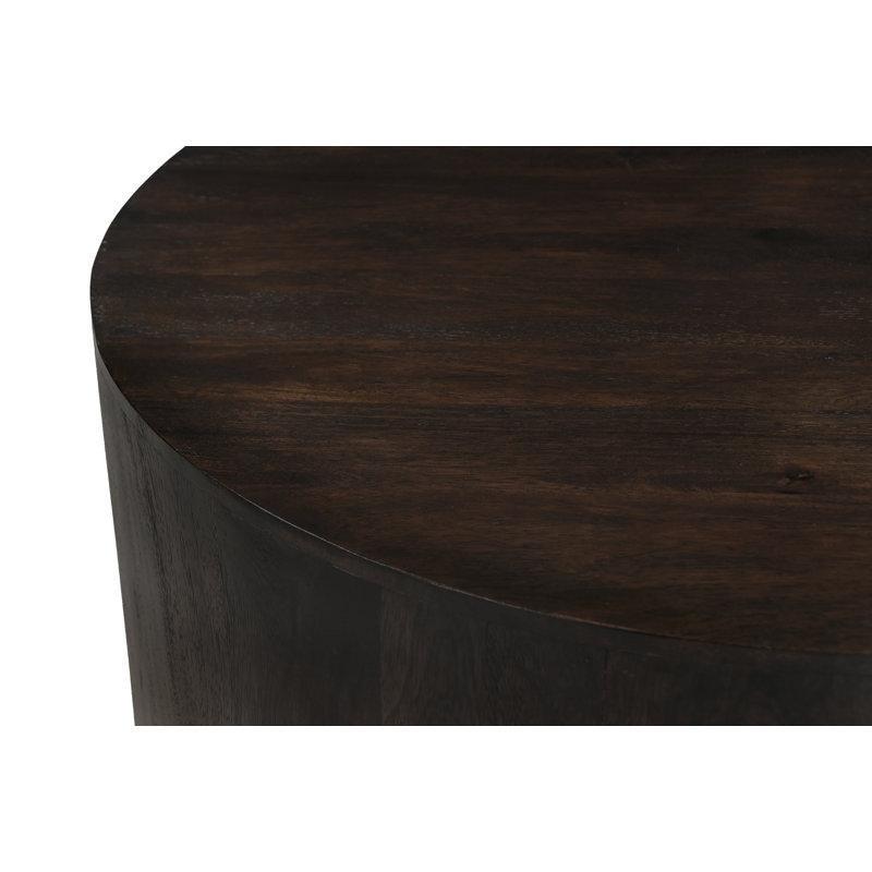 Koyu Kahverengi Masif Mango Ağacı Fıçı Ayaklı Yuvarlak Orta Sehpa - 92 cm - 245565