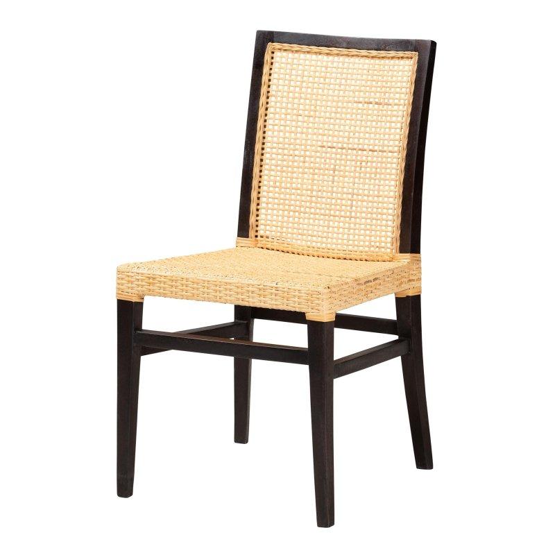 Koyu Kahverengi Masif Maun Ahşap Dokuma Sırtlı Rattan Sandalye - 252853