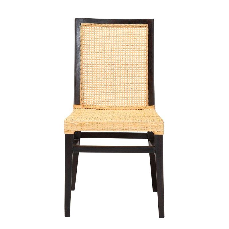 Koyu Kahverengi Masif Maun Ahşap Dokuma Sırtlı Rattan Sandalye - 252853