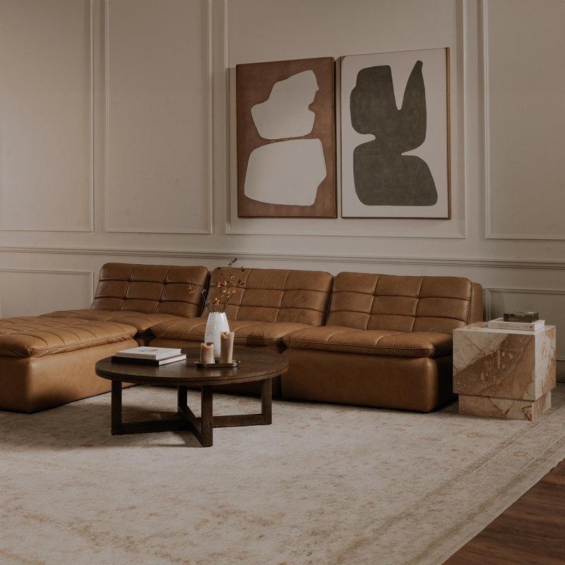 Koyu Kahverengi Masif Meşe Çapraz Ayaklı Yuvarlak Orta Sehpa - 107x107 cm - 243746