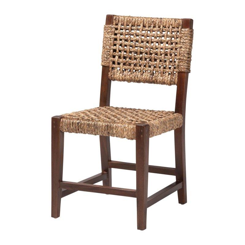 Koyu Kahverengi Maun Ağacı El Örgüsü Rattan Sandalye - 46x56x87 cm - 253007
