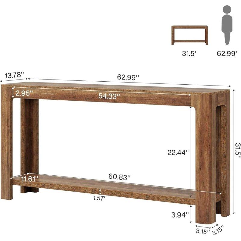 Koyu Kahverengi MDF İki Raflı Rustik Dar Dresuar - 160 cm - 332310