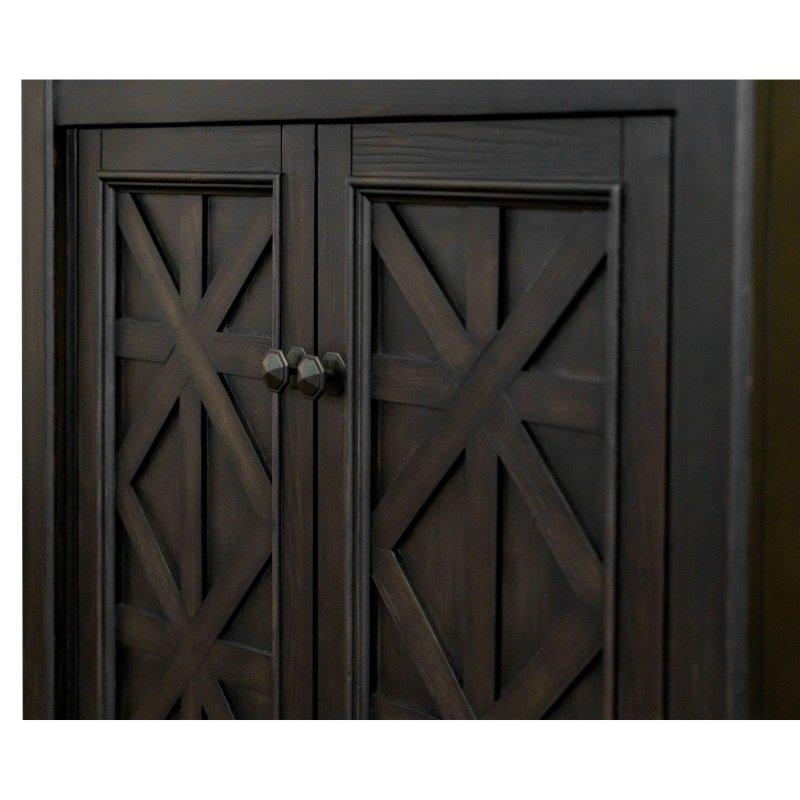 Koyu Kahverengi MDF Kapaklı Rustik Kitaplık - 92x199x35 cm - 314282
