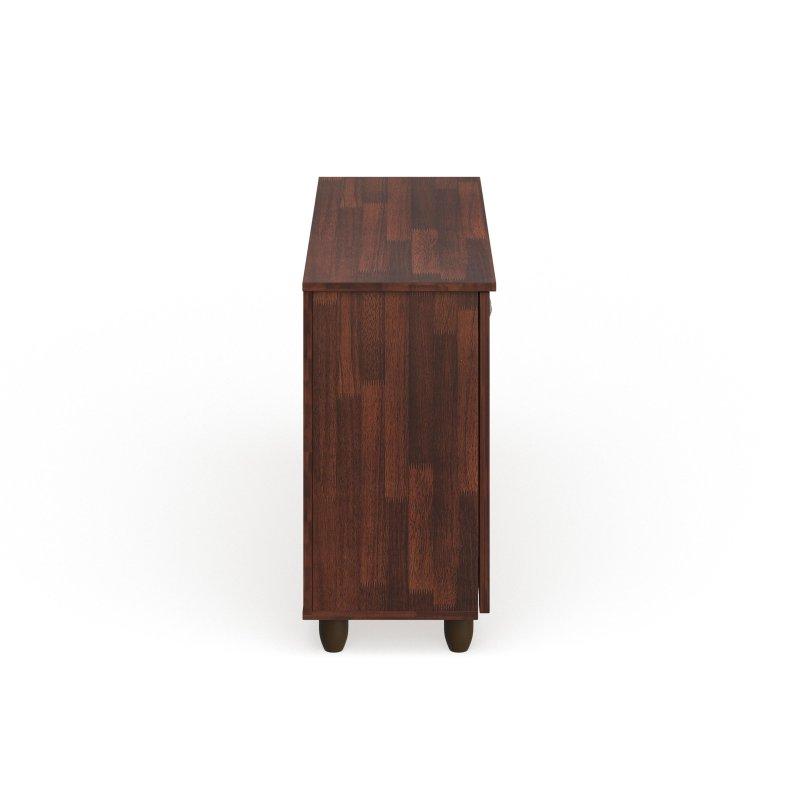 Koyu Kahverengi Meşe Panjurlu 3 Kapaklı Kitaplık - 114x34x68 cm - 319410