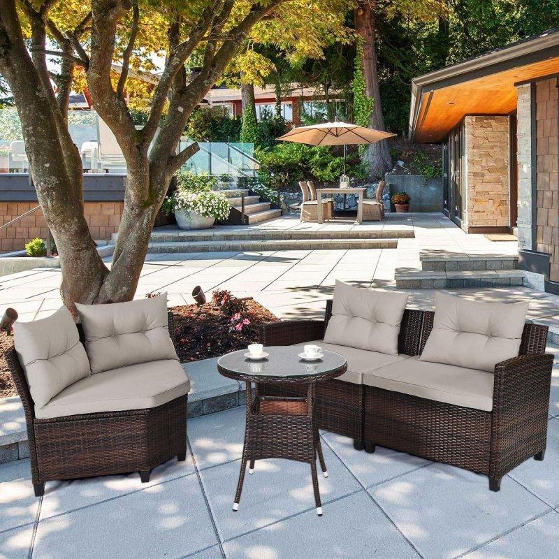 Koyu Kahverengi Rattan Minderli 4 Parça Bahçe Takımı - 271606