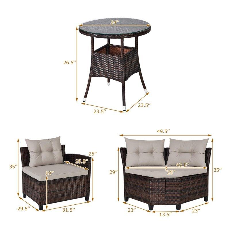 Koyu Kahverengi Rattan Minderli Modüler 4 Kişilik Bahçe Takımı - 274496