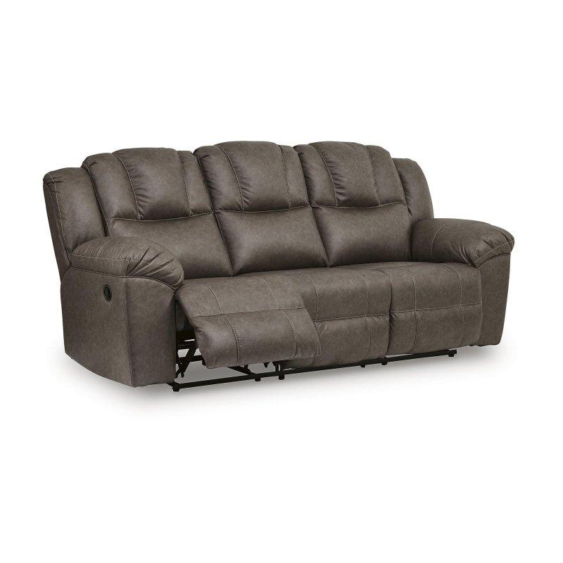 Koyu Kahverengi Suni Deri Yatar Mekanizmalı 3 Kişilik Bohem Koltuk - 229x105 cm - 291776