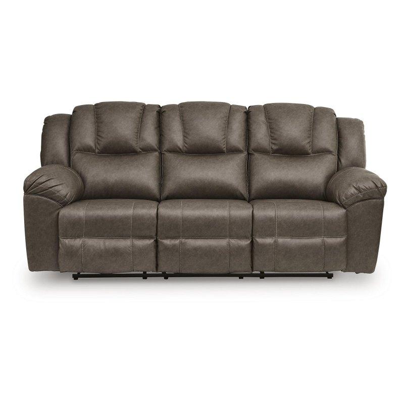 Koyu Kahverengi Suni Deri Yatar Mekanizmalı 3 Kişilik Bohem Koltuk - 229x105 cm - 291776