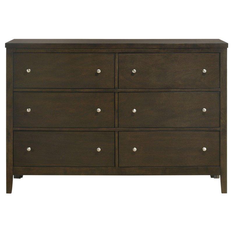 Koyu Kakao MDF ve Kauçuk Ağacı Altı Çekmeceli Şifonyer - 143x99x39 cm - 309122