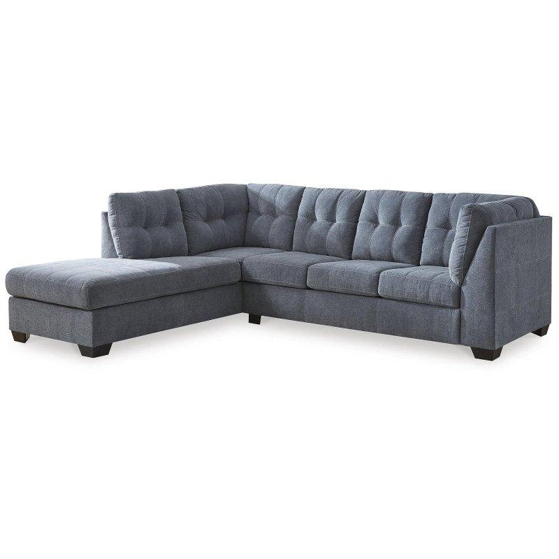 Koyu Mavi Polyester Yataklı ve Şezlonglu Köşe Koltuk - 293x232x97 cm - 260105
