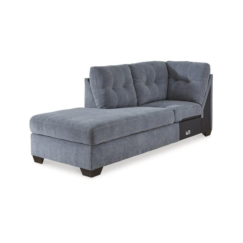 Koyu Mavi Polyester Yataklı ve Şezlonglu Köşe Koltuk - 293x232x97 cm - 260105