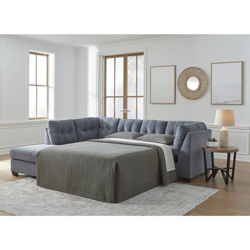 Koyu Mavi Polyester Yataklı ve Şezlonglu Köşe Koltuk - 293x232x97 cm - 260105 Koyu Mavi Polyester Yataklı ve Şezlonglu Köşe Koltuk - 293x232x97 cm - 260105