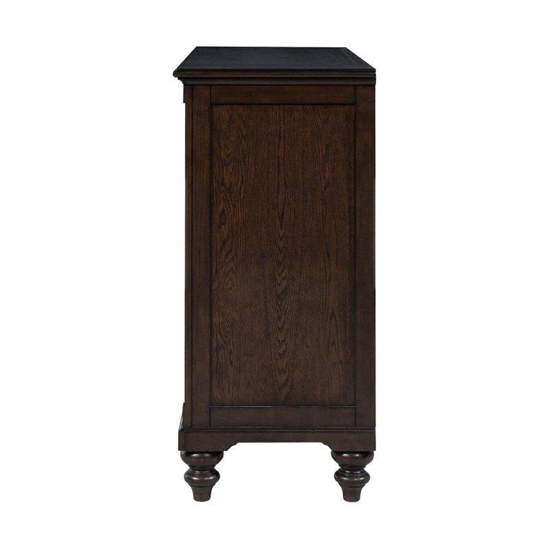 Koyu Meşe 8 Çekmeceli Füme Metal Kulplu Ahşap Şifonyer - 147 cm - 309507