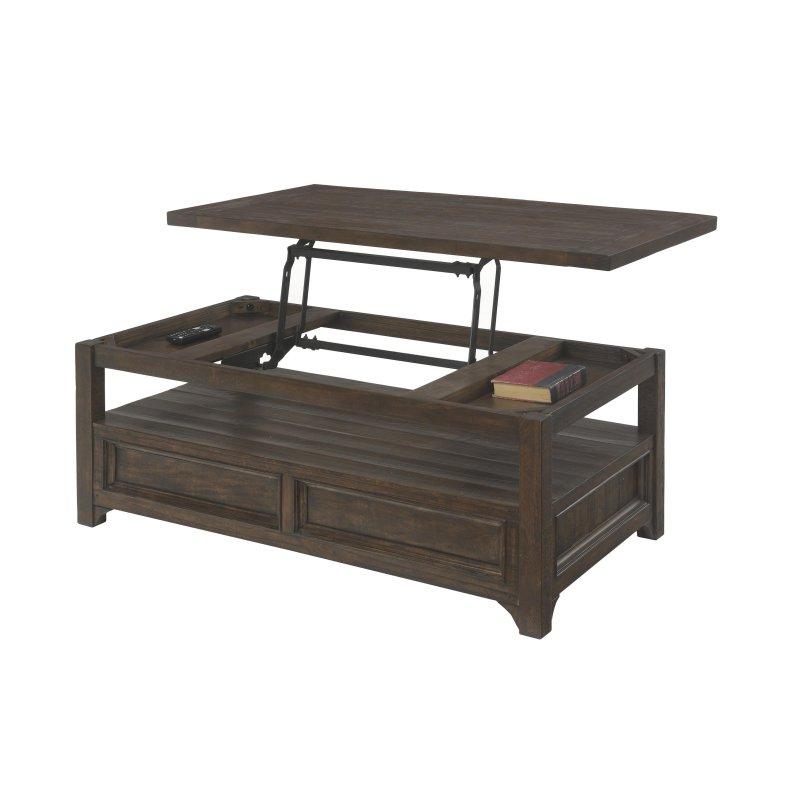 Koyu Moka Masif Çam Ağacı Kaldırılabilir Tablalı Çekmeceli Tekerlekli Akıllı Sehpa - 122x67 cm - 254253