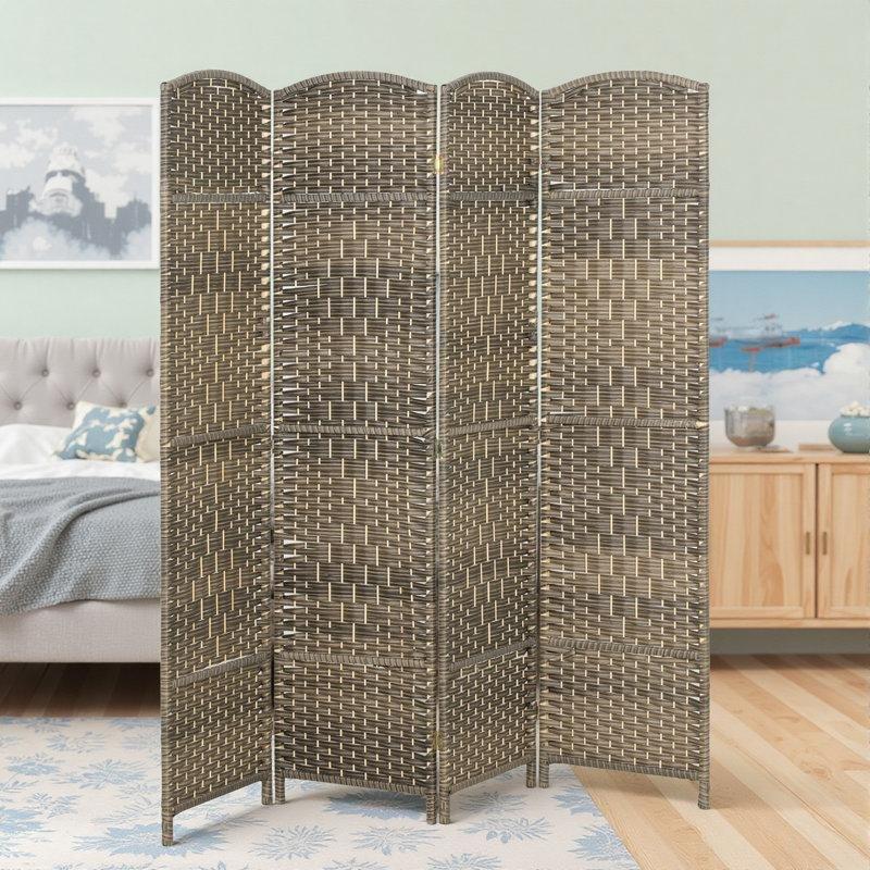 Koyu Rustik Meşe Masif Ahşap Katlanır Paravan - 180x180 cm - 321609