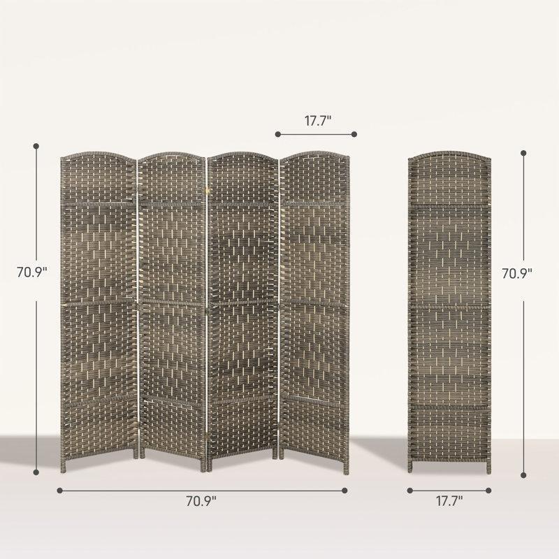 Koyu Rustik Meşe Masif Ahşap Katlanır Paravan - 180x180 cm - 321609
