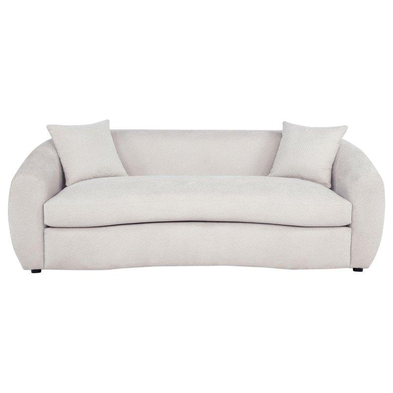Krem Ahşap Yuvarlak Hatlı Eğimli Kollu Bohem Koltuk - 229 cm - 286724