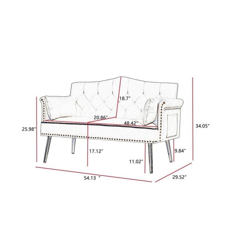 Krem Beyaz Kadife Ahşap İskeletli Kapitoneli Bohem Koltuk - 138 cm - 286117