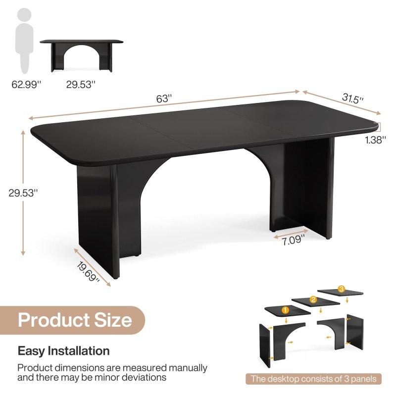 Krem Beyaz MDF Kemerli Tasarım Ofis Masası - 161x81 cm - 326593