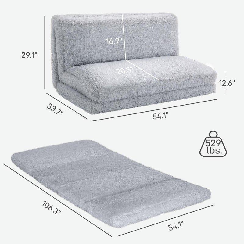 Krem Beyaz Pelüş Katlanır Yataklı Geniş Bohem Koltuk - 138x86 cm - 278303