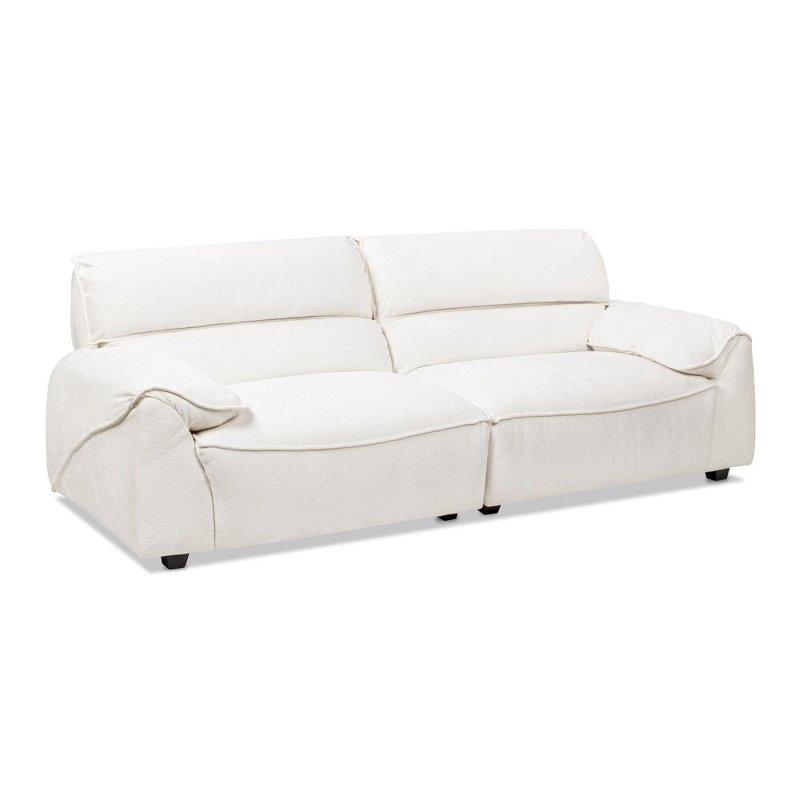 Krem Beyaz Şönil Kumaş Modüler Yastık Kollu Bohem Koltuk - 230 cm - 278773