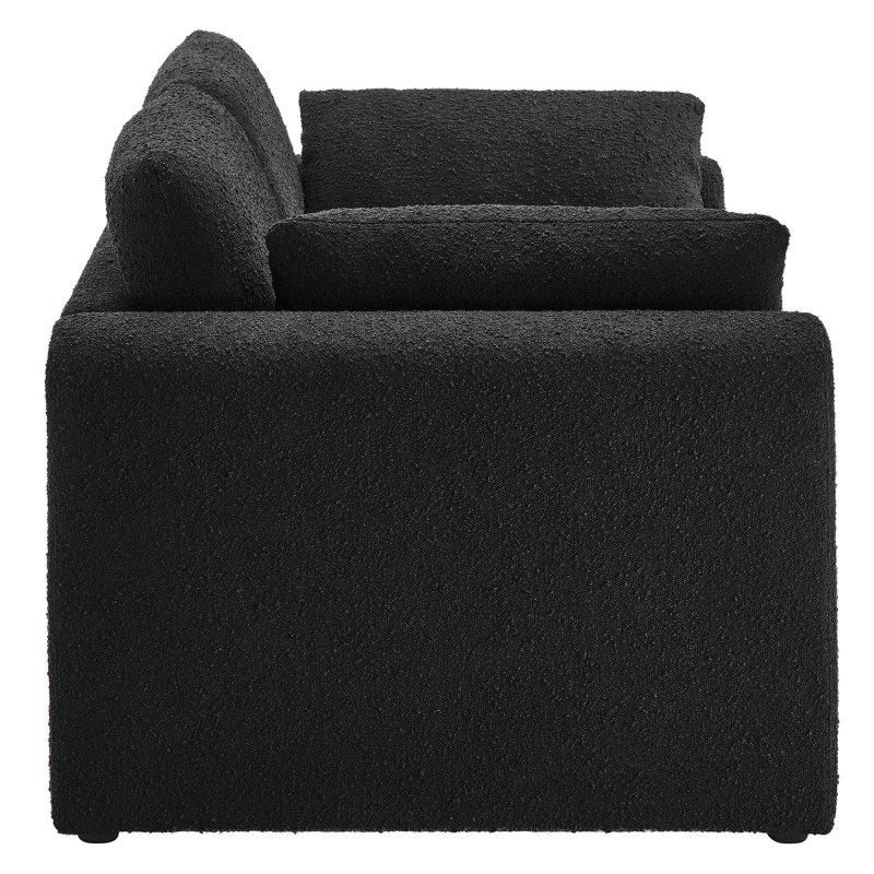 Krem Bukle Kumaş Dalgalı Tasarım Çıkarılabilir Minderli Bohem Koltuk - 195x97x78 cm - 280367