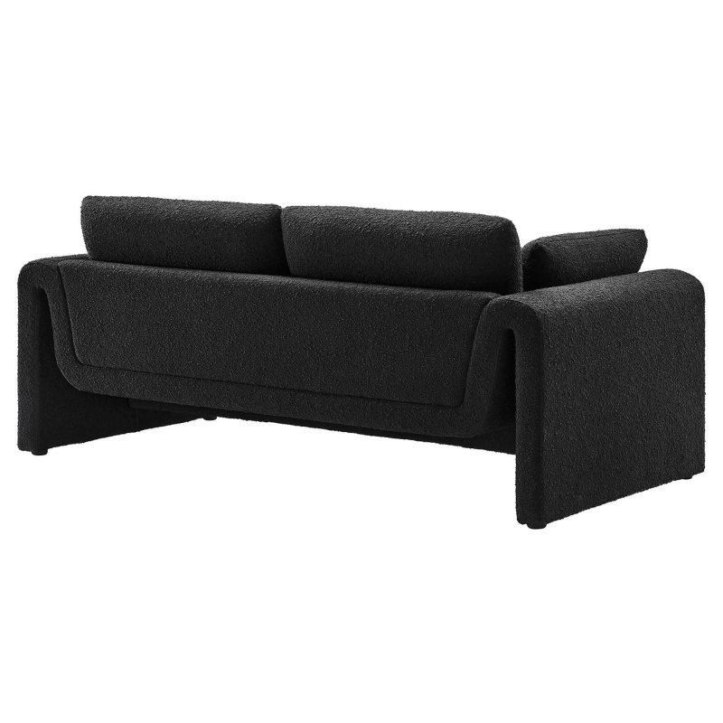 Krem Bukle Kumaş Dalgalı Tasarım Çıkarılabilir Minderli Bohem Koltuk - 195x97x78 cm - 280367