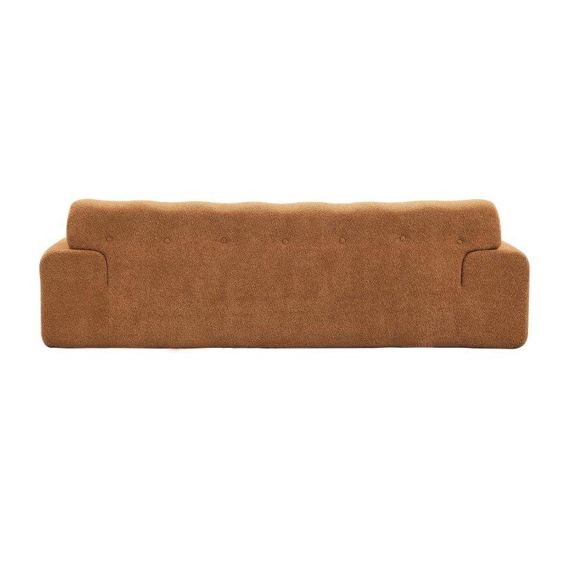 Krem Bukle Kumaş Düğme Kapitoneli 3 Kişilik Bohem Koltuk - 224 cm - 283880