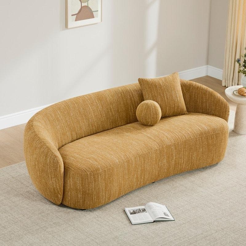 Krem Bukle Kumaş Kavisli Bohem Koltuk - 227 cm - 291097