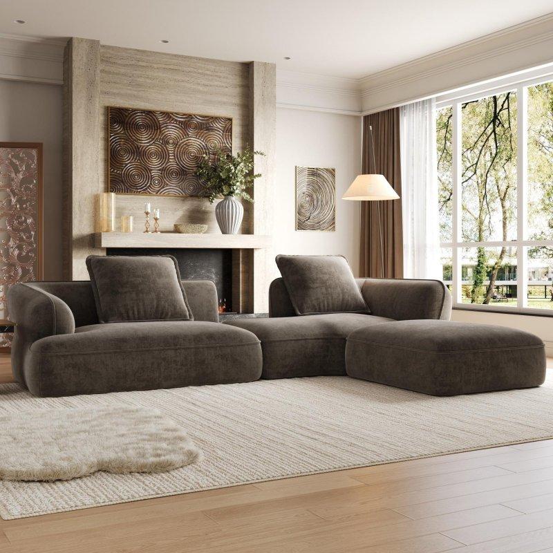 Krem Bukle Kumaş Kavisli Tasarım Montaj Gerektirmeyen Köşe Koltuk - 309x212x71 cm - 255195 Krem Bukle Kumaş Kavisli Tasarım Montaj Gerektirmeyen Köşe Koltuk - 309x212x71 cm - 255195