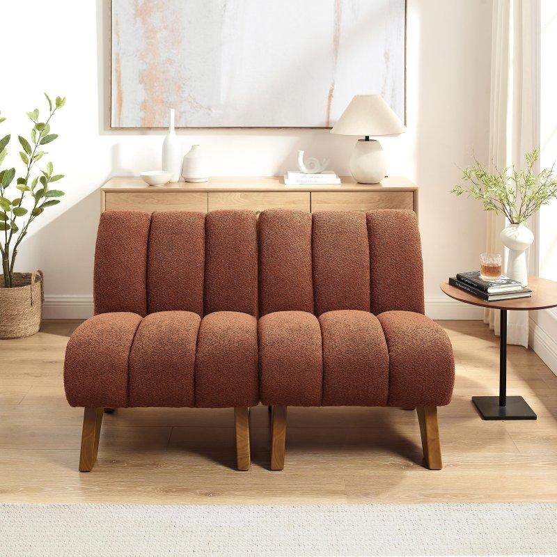 Krem Bukle Kumaş Modüler Kolsuz Köşe Koltuk - 258127