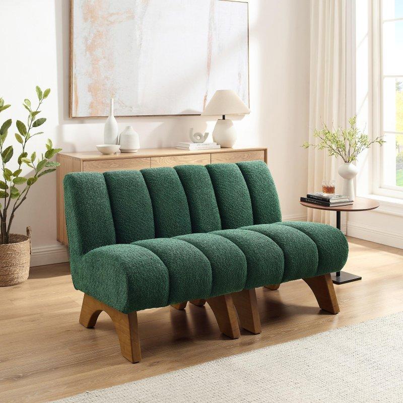 Krem Bukle Kumaş Modüler Kolsuz Köşe Koltuk - 258127