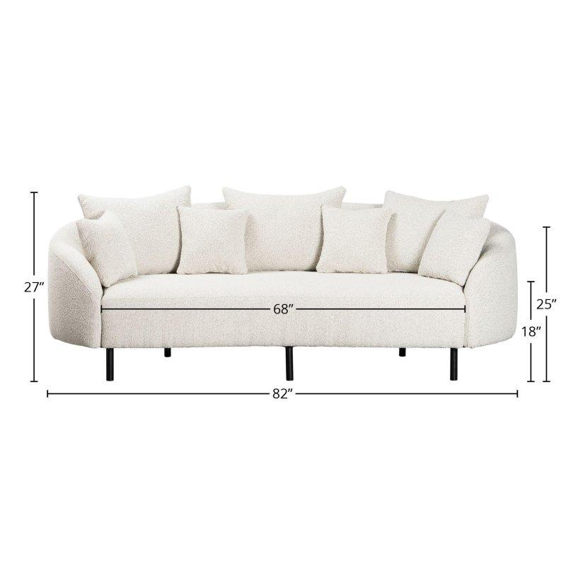 Krem Bukle Kumaş Yuvarlak Kolçaklı 3 Kişilik Bohem Koltuk - 209 cm - 287870
