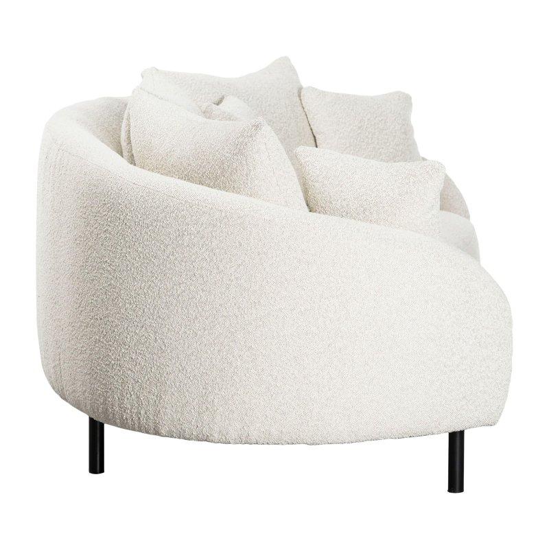 Krem Bukle Kumaş Yuvarlak Kolçaklı 3 Kişilik Bohem Koltuk - 209 cm - 287870